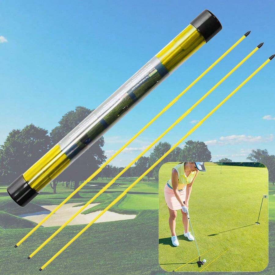 FINGER TEN Golf Alignment Sticks Rods Swing Trainer Tools 48 Inch 2 Or 3 Pack, Fits In Golf Bag Tour Stickers Practice Training Aid For Women Men - 3 Pack Faint Yellow - View 1