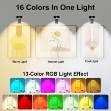 3 piezas de luces inalámbricas con control remoto para gabinetes con lentes redondas, RGB 16 colores con mando a distancia, capacidad de batería de 2000mAh, regulable, con contacto magnético y soporte de arte de hierro