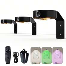 3 piezas de luces inalámbricas con control remoto para gabinetes con lentes redondas, RGB 16 colores con mando a distancia, capacidad de batería de 2000mAh, regulable, con contacto magnético y soporte de arte de hierro