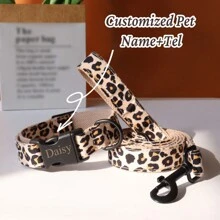 Customized Leopard Print Adjustable Pet Collar With Personalized ID Name Phone Number, Free Engraving, Suitable For Small/Medium/Large Dogs And Cats - Collar - View 6
