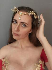 1 Stück wunderschöne Blumen-Feenkrone, Waldkopfschmuck Blätterkranz für Frauen, Renaissance Kostüm, Fotoshooting Requisite Halloween - Grün - Übersicht 4
