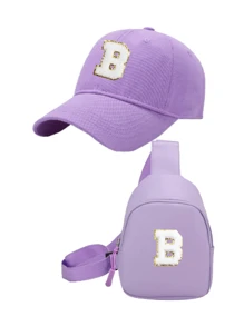2 件套儿童 26 字母印花棒球帽和背包套装，适合男孩和女孩的日常时尚搭配，很棒的返校礼物