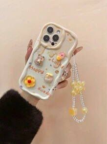 Ốp lưng điện thoại họa tiết hoạt hình và hoa lá ombre màu kem, in hình sóng, tương thích với iPhone 15, 14, XR/7/8, 15 Pro Max, 13, 14, 11. Ốp mềm chống sốc nhiều màu sắc cho P12, XS, chống nước, chống rơi, chống trầy xước. Phiên bản quốc tế, không phải phiên bản nội địa. - Nhiều màu - Xem 2