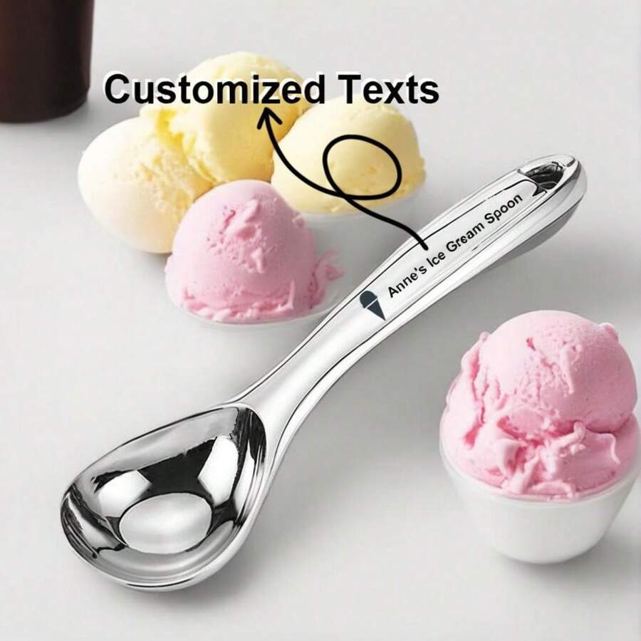 1 Pc,Custom Name Ice Cream Scoop,Ergonomic Stainless Steel,Custom Gift, Valentines Day,Wedding,Dad,Mom,Housewarming Custom Ice Cream Spoon,Great Gift For An Ice Cream Lover - Multicolor - View 1
