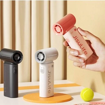  JISULIFE Handheld Fan, Portable Turbo Fan, 5 Wind Speeds, 40,000 RPM, 5000mAh USB Rechargeable Mini Fan, Unisex, Essential For Travel, Camping, Outdoor