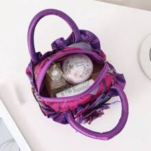 1 件时尚百褶花朵女士手提包蕾丝手柄零钱包钥匙包便携晚宴小包