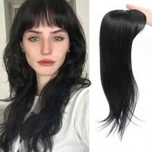 带刘海发夹的发饰，360° 3D 女士覆盖发饰，蓬松发饰，适合头发稀疏的女性，带发饰的刘海夹。非常适合节日、圣诞节和日常使用。送给女朋友的礼物 - 彩色 - 查看 4