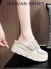 1 双女士时尚厚底包头拖鞋，2025 年新款夏季旅行必备，外观优雅时尚