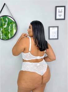 Plus Size Bra & Panty Sets - White - View 2