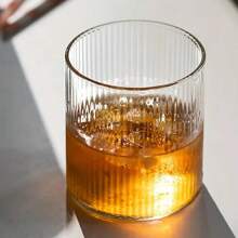 2pcs Nordic Style Glass Cup, Vertical Stripe Transparent Household Tea Cup, Borosilicate Glass Cup Suitable For Living Room, Beverage, Juice, Coffee, Latte