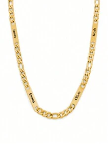 Individuell gravierte Halskette aus Edelstahl mit mehreren Namen für Herren, personalisierte Namensbar-Halskette mit Kette für Väter, Geschenk zum Vatertag, Weihnachten, Thanksgiving, Partys, Jahrestag, Abschluss, Silber, Stilvoll, Farbig, Vintage, Unisex, Hipster, Einfach, Personalisiert, Einzigartig, Ideale Geschenke für ihn, Ideale Geschenke für sie, Sie, Freund, Freundin, Vater, Mutter, Familie, Freunde, für Jahrestage, für Geburtstage, für Abschluss, für Prom, für Partys, Damenketten