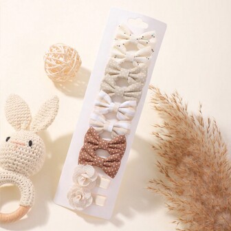 10pcs/Set School Season Cute Bowknot Hair Clips For Kids, Full Cover, Suitable For All Seasons