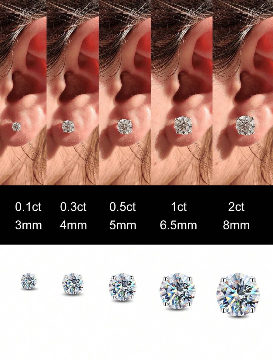 1 par de brincos de pino de moissanite de quatro garras joias de luxo presentes para mulheres S925 prata esterlina joias finas para mulheres presente