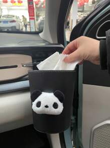 可爱熊猫汽车垃圾桶，两用汽车通风口垃圾桶和座椅靠背悬挂垃圾桶收纳整理器 - 彩色 - 查看 4