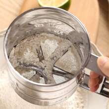 Nuevo tamizador de harina manual, tamiz de acero inoxidable semiautomático para azúcar en polvo, colador de malla fina para hornear en casa, accesorios de cocina, una herramienta de cocina imprescindible como regalo para chefs en casa, almacenamiento ahorrador de espacio para organizadores de cocina, idea de regalo de cocina navideña - Plateado - Ver 2