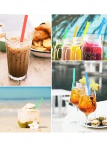50pcs/100pcs Colorful Plastic Straws, Multi-Color Drinking Straws, Long Coffee Straws, Cocktail Party Straws, Water Bottle Straws, Beverage Mixing Straws, Suitable For Home, Kitchen, Party, DIY - Multicolor - View 6