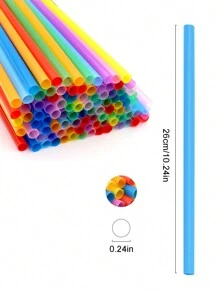50pcs/100pcs Colorful Plastic Straws, Multi-Color Drinking Straws, Long Coffee Straws, Cocktail Party Straws, Water Bottle Straws, Beverage Mixing Straws, Suitable For Home, Kitchen, Party, DIY - Multicolor - View 2