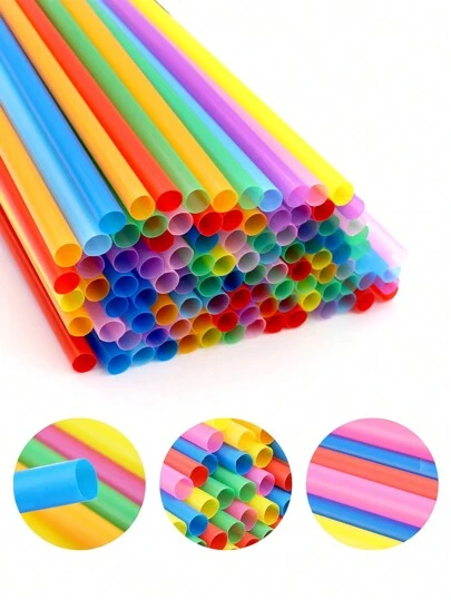 50pcs/100pcs Colorful Plastic Straws, Multi-Color Drinking Straws, Long Coffee Straws, Cocktail Party Straws, Water Bottle Straws, Beverage Mixing Straws, Suitable For Home, Kitchen, Party, DIY