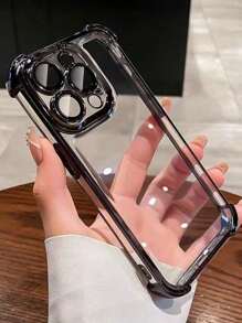 1pc Transparent Four Corner Shockproof Silicone Case, Electroplated Thickened Clear Phone Case Compatible With Iphone 16/16 Pro Max/16 Pro/16 Plus/11/12/13/15 Pro Max, P30 Lite, Tecno Spark, A18, A17, Honor 70, Moto, Redmi 13, A14, A15, A55, A54, S22 S23 S24 Ultra, C30, C20, C55, Poco X3, 13C, 12C