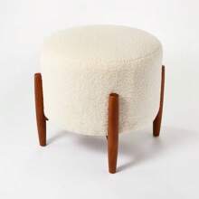 Elroy Round Velvet Ottoman With Wooden Legs - Threshold™ Designed With Studio McGee - Kem - Xem 3