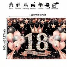 黑色和粉色生日背景，适合 18、30、40、50 岁女性生日派对、摄影背景横幅、墙面装饰、派对用品 - 彩色 - 查看 13