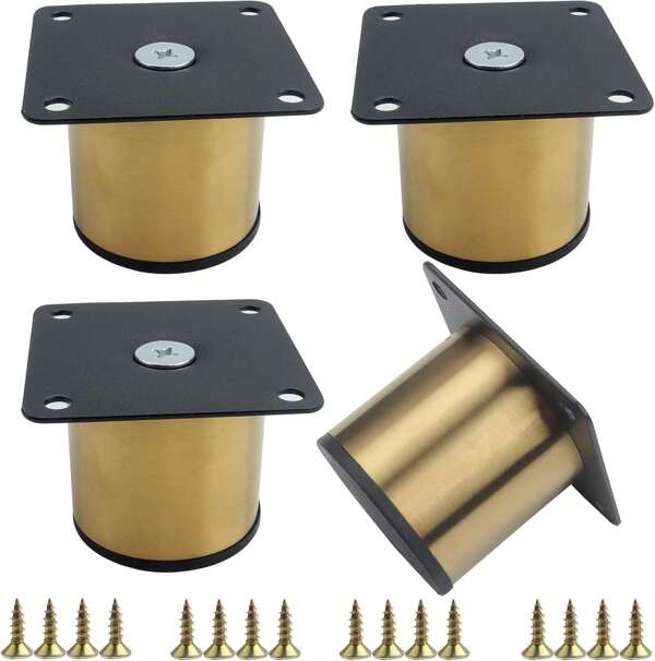 Lot de 4 pieds de meubles, pieds de canapé ronds en métal, pieds d'armoire avec vis de montage, pour lit et établis de bureau à domicile (5 cm)
