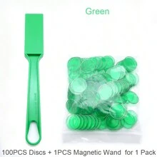 100 chiếc chip Bingo trong suốt nhiều màu, 1 que nam châm, có chức năng nhận dạng màu từ tính, đồ chơi giáo dục cho trò chơi Bingo, màu sắc có thể thay đổi (cam, vàng, xanh lam, xanh lá cây, đỏ, v.v.), dụng cụ chấm Bingo, PVC, số lượng lớn, vé số, chó Bingo, vé số, trò chơi chip Bingo, đồ chơi từ tính - Nhiều màu - Xem 26