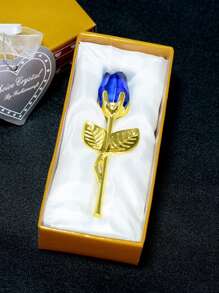 1Pc Crystal Red Rose Gift,Artificial Flower Rose With Silvery Leaves Flower,Unique Gift,For Women On Thanksgiving Day,Wedding,Anniversary,Valentine's Day, Centerpieces,Party/Rama Decor.