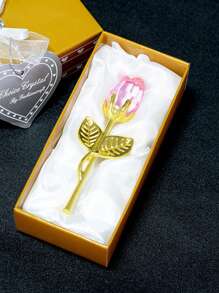 1Pc Crystal Red Rose Gift,Artificial Flower Rose With Silvery Leaves Flower,Unique Gift,For Women On Thanksgiving Day,Wedding,Anniversary,Valentine's Day, Centerpieces,Party/Rama Decor.