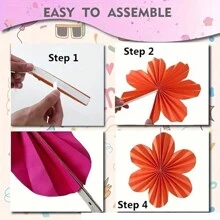 Set de 9 unidades de abanicos de papel en tonos rosa claro, rosa oscuro y naranja, adecuado para cumpleaños, bodas, regalo de novia, San Valentín, abanicos colgantes, ceremonias de apertura, decoración para declaraciones, fiestas de Año Nuevo y carnaval