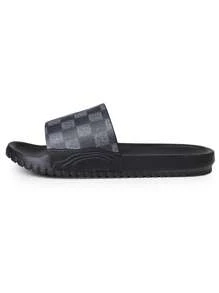 New Classic Men's Slippers, Dual-Color Plaid Pattern, Soft & Comfortable, Anti-Slip Sole, Suitable For Indoor, Bathroom, Beach, Quick-Dry, Thick-Soled, Anti-Odor EVA Men Slide Sandals