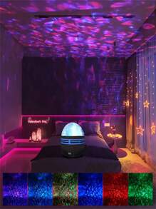 1 pièce Lampe à projection à effet vague d'eau, lampe LED multifonction alimentée par USB, lampe d'atmosphère ciel étoilé, lampe de lecture de livre électronique, éclairage décoratif pour la maison, convient pour la chambre à coucher, le salon, cadeaux de fête