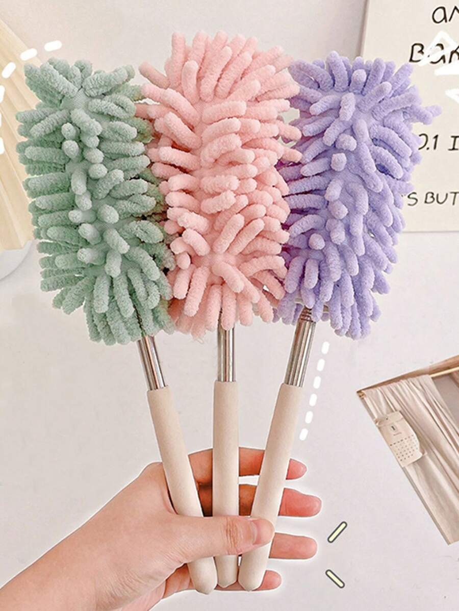 1 件随机颜色可伸缩迷你鸡毛掸，可伸缩长柄除尘器，舒适防滑手柄，紧凑便携的设计，柔软吸水可洗头，易于清洁，无残留 - 彩色 - 查看 1