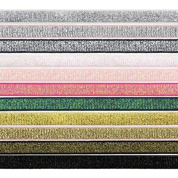 Bristlegrass Metallic Glitter Bra Strap Elastic 3/8" 10mm Nylon Spandex Shoulder Tape Headband Underwear Lingerie Making DIY Sewing Trim