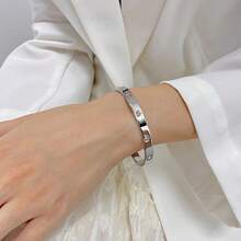 18K Titanium Steel Ten Diamond Bracelet, Sophisticated, Elegant And Simple - Silver - View 5