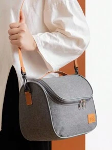 Thermal Bag With Handle Snack Drink Portable Lunch Box Work Fitness - 灰色 - 查看 2