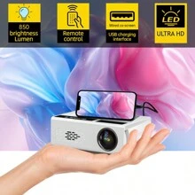 Mini proyector, adecuado para dormitorios estudiantiles, hostales, cine en casa, juegos, fiestas, oficina. Compatible con audio, USB, AV, caja de TV, portátil, Android, iOS. - Ver 2