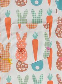 Camicia a maniche lunghe da ragazzo con stampa colorata pasquale e colletto, adatta per primavera/estate