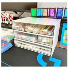 Desk Organizer With 6 Drawers, Makeup Organizer, Plastic Cosmetic Organizer, Bathroom Organization Boxes, Desktop Storage Box(White)