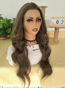 13x4 Linen Brown Natural Big Wave Synthetic Lace Front Wig, Glueless Full Wig, High Quality Heat Resistant Fiber, Suitable For Halloween - Linen Brown - View 4