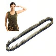 96pcs Detachable Plastic Storm Gun Chain Dress-Up Props, Cosplay Props, Festival And Party Decorations, Plastic Bullet Props Military Belt, Military Soldier Costume Accessories, Neutral Bullet Belt Costume Accessories Halloween