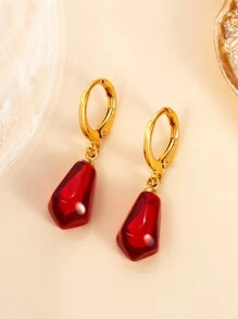 1 对甜美水果石榴多层吊坠耳环新年红石榴小耳钉流苏链耳环适合女性日常派对佩戴 - 金黃色 - 查看 9