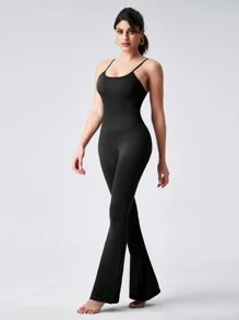 Solid Color Halter Romper, Fashionable Casual For Daily Wear