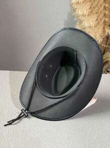 1pc Men's Multi-Color Bull Head Studded Leather Jazz Hat, Outdoor Sun Hat, Large Brim Western Cowboy Hat, Spring/Summer/Autumn