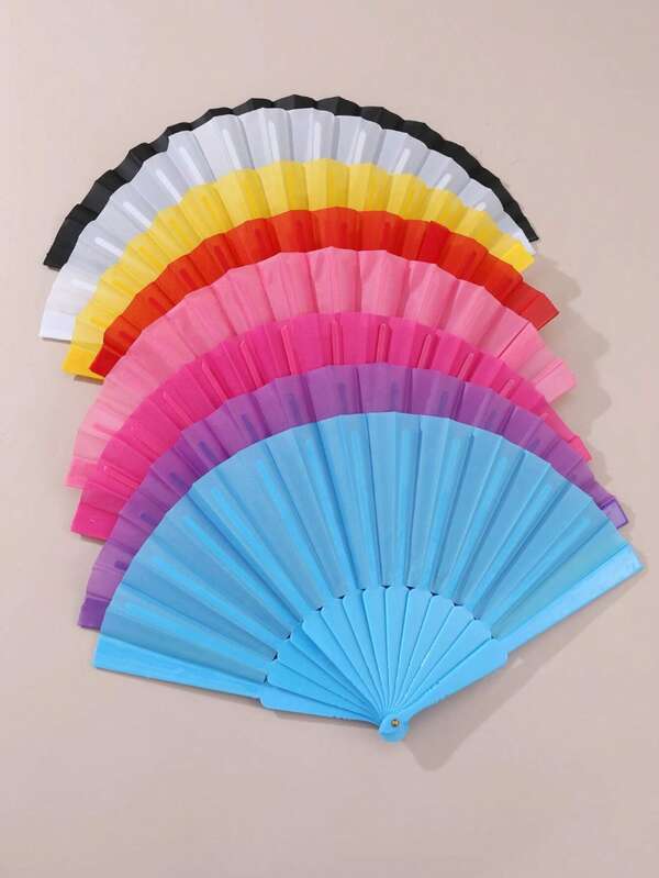 1PC Multi-Color Fashion Simple Solid Color Vouwventilator, Perfect Cadeau Voor Vrienden, Familie En Klasgenoten