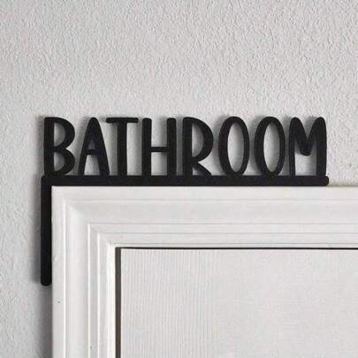 1 pezzo Insegna moderna in legno per porta del bagno - Decorazione a parete sopra la porta del bagno, opera d'arte decorativa per la casa, ciondolo decorativo per la cornice della porta per decorazione interna