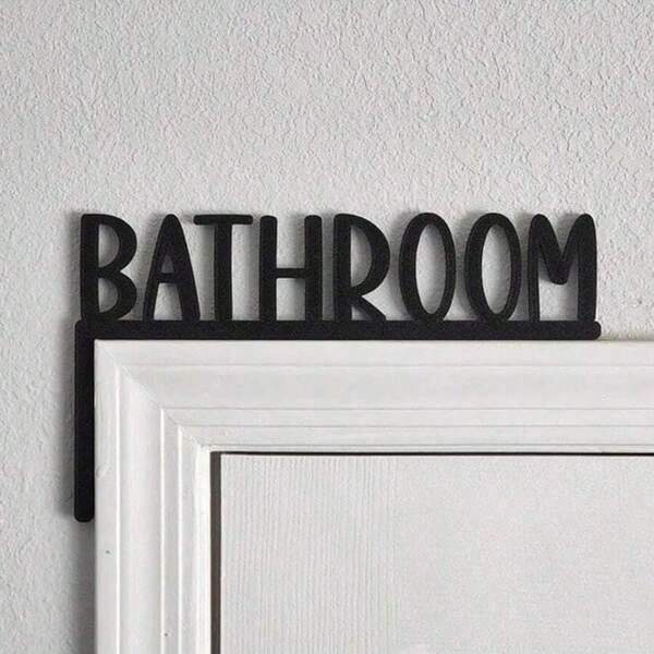 1 stuk modern houten toiletdeurbord - badkamerdeurtopper, wandmontage sculptuur, woondecoratie kunstwerk, decoratieve deurkozijnhanger voor interieurdecoratie