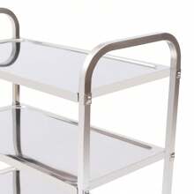 3-Storey Kitchen Trolley Food Trolley With Brake Stainless Steel Service Trolley - Silver - View 5