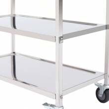3-Storey Kitchen Trolley Food Trolley With Brake Stainless Steel Service Trolley - Silver - View 11