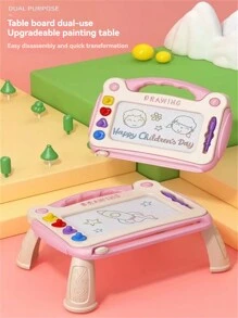 Kids Colorful Magnetic Drawing Board - Dual Use Desk Board, Easy To Draw & Erase, Reusable, Shape Stamp Simple Graphic Recognition, 4 Color Areas For Free Scribbling, Parent-Child Interaction Educational Writing Board (Stamp Color Random) - Multicolor - View 5
